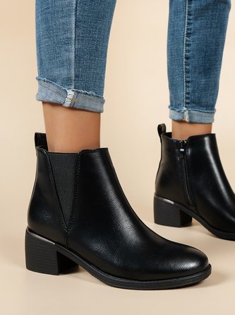Urban Plain Height Increasing Zipper Low Heel Chelsea Boots
