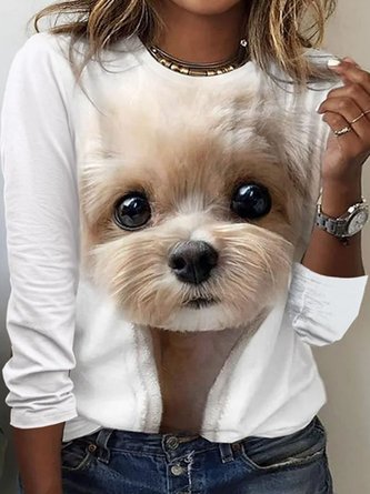 Plus Size Casual Dog T-Shirt