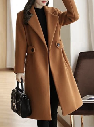 Shawl Collar Long Sleeve Plain Buckle Regular Regular Fit Coat For Women