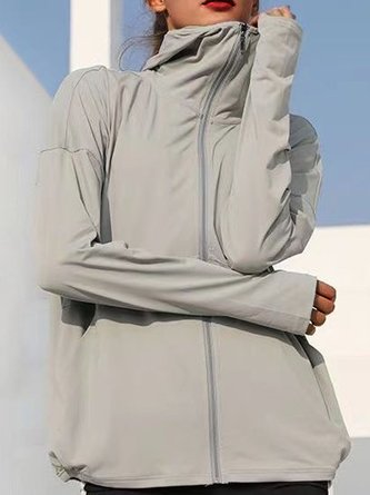 Hoodie Long Sleeve Plain Pocket Stitching Regular Regular Fit Pilot Trench Coat For Women
