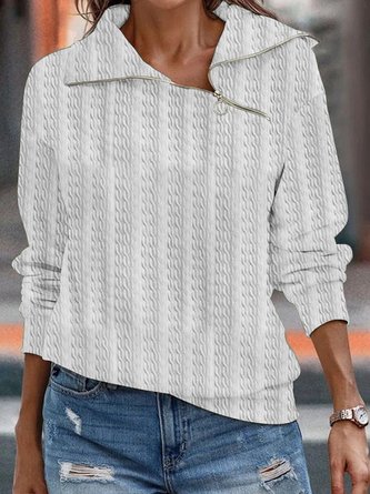 Casual Asymmetrical Plain Sweatshirt