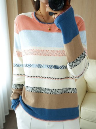 Women Yarn/Wool Yarn Ethnic Long Sleeve Comfy Boho Sweater