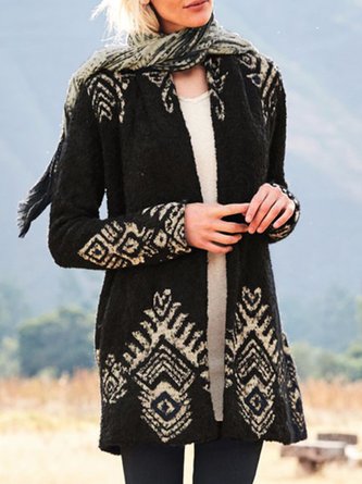 Women Yarn/Wool Yarn Ethnic Long Sleeve Comfy Ethnic Cardigan
