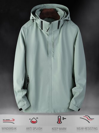 Hoodie Long Sleeve Plain Zipper Regular Micro-Elasticity Loose Hooded Trench Coat For Women
