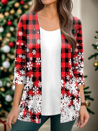 Long Sleeve Christmas Regular Micro-Elasticity Loose Kimono For Women