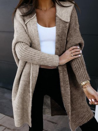 Women Wool/Knitting Color Block Long Sleeve Comfy Casual Cardigan