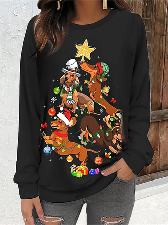 Casual Crew Neck Christmas Sweatshirt