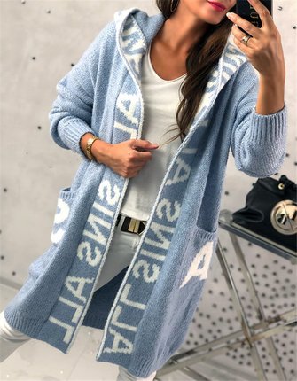 Women Text Letters Long Sleeve Comfy Casual Cardigan