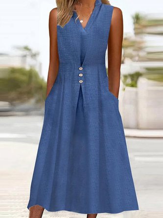 SIMPLICITY Notched Collar Maxi Dress