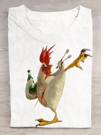 Casual Animal Crew Neck Short Sleeve T-shirt | noracora