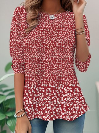 Floral Collared Neck Long Sleeve Shirt