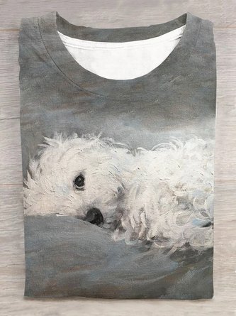 BASIC CREW T-SHIRT - DOG PRINT - NAVY main image 1
