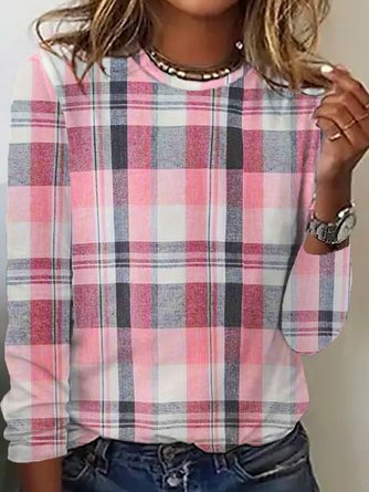 Plaid Collared Neck Long Sleeve Shirt