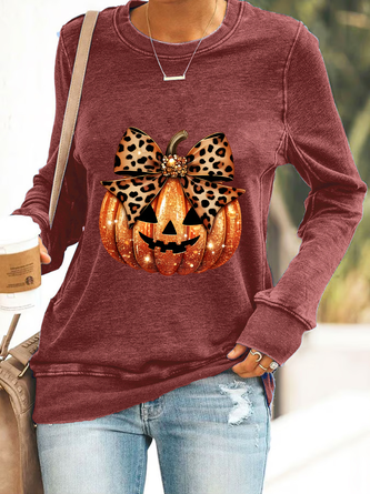 Casual Crew Neck Halloween (pumpkin) Sweatshirt - Image 8