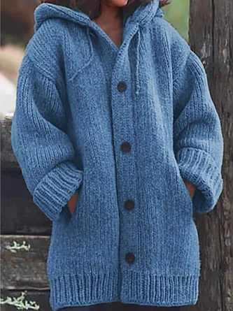 Women Knitted Plain Long Sleeve Comfy Casual Cardigan - Image 2