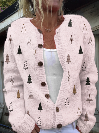 Women Knitted Maple Leaf Long Sleeve Comfy Casual Sweater - Image 3