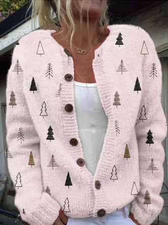 Women Knitted Maple Leaf Long Sleeve Comfy Casual Sweater - Image 2