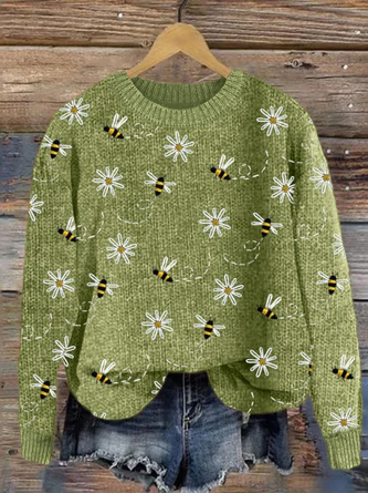 Animal Motif High-Neck Sweater