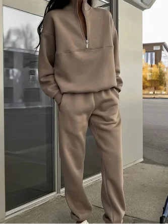 Women's Plain Daily Going Out Two Piece Set Long Sleeve Casual Spring/Fall Top With Pants Matching Set - Image 8