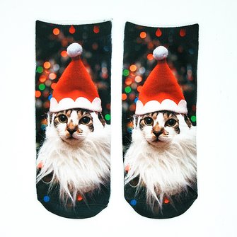 Christmas 3D Cat Pattern High Stretch Cotton Socks Festive Party Decorations 2 Christmas 3D Cat Pattern High Stretch Cotton Socks Festive Party Decorations - Image 2