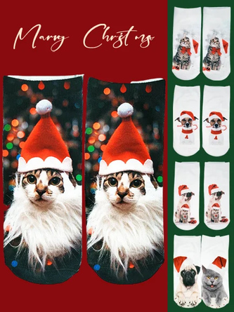 Christmas 3D Cat Pattern High Stretch Cotton Socks Festive Party Decorations 1 Christmas 3D Cat Pattern High Stretch Cotton Socks Festive Party Decorations