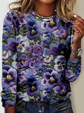 Floral Collared Neck Long Sleeve Shirt main image 0