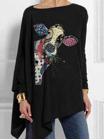 Crew Neck Long Sleeve Christmas Tree Print Loose Blouse For Women - Image 3