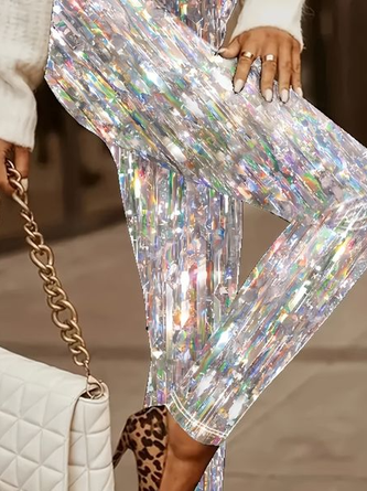 Casual Holiday Sequin Pattern Long Leggings - Image 2