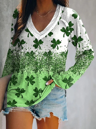 Green St Patrick Shamrock Printed Long Sleeve Mesh Bodysuit main image 1