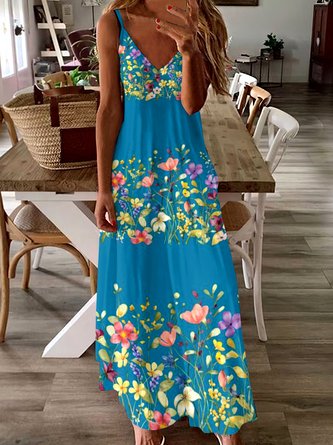 Floral Spaghetti-Neck Maxi Dress