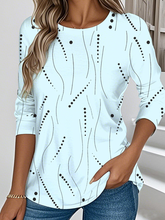 Casual Striped Crew Neck Long Sleeve T-shirt - Image 7