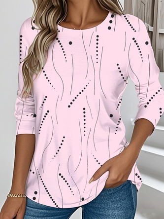 Casual Striped Crew Neck Long Sleeve T-shirt - Image 6