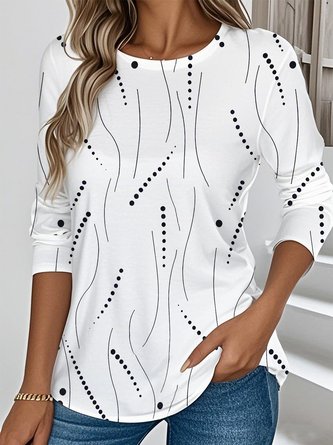 Casual Striped Crew Neck Long Sleeve T-shirt - Image 5