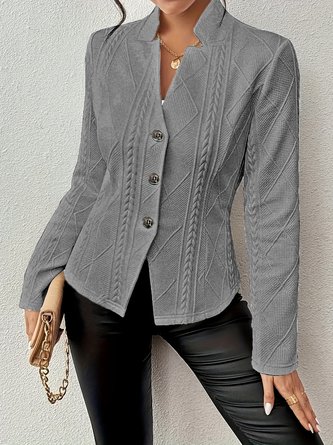 Women Geometric Spring/Fall Outerwear Vintage Embossed Long Sleeve Mock Neck Regular Blazer - Image 7
