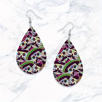 Skull Acrylic 2D Halloween Earrings - Image 3