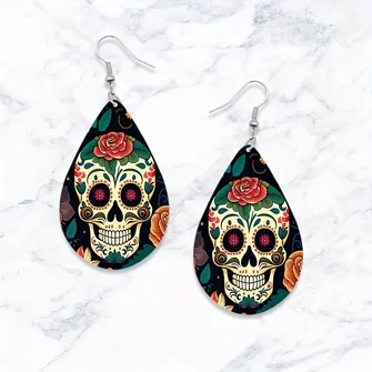 Skull Acrylic 2D Halloween Earrings