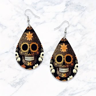 Skull Acrylic 2D Halloween Earrings - Image 2