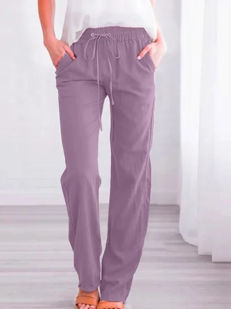 Women Plain Long Pants Casual Spring/Fall Trousers - Image 2