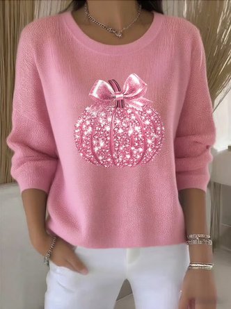 Women Cotton Plain Long Sleeve Comfy Vintage Sweater - Image 3