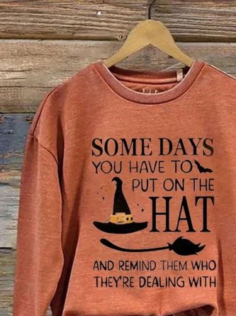 Vintage Crew Neck Halloween Hat Art Print Sweatshirt - Image 2