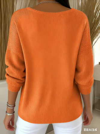 Women Cotton Maple Leaf Retro Ethnic Print Long Sleeve Comfy Sweater - Image 2