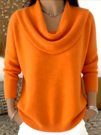 Women Cotton Plain Long Sleeve Comfy Casual Sweater - Image 8