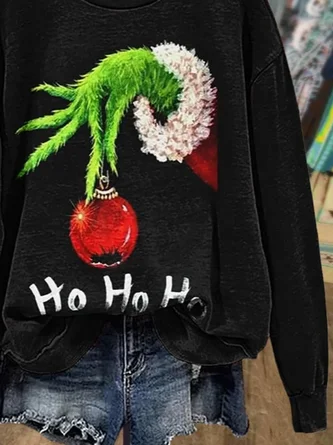 Casual Crew Neck Christmas Sweatshirt Printing - Image 3