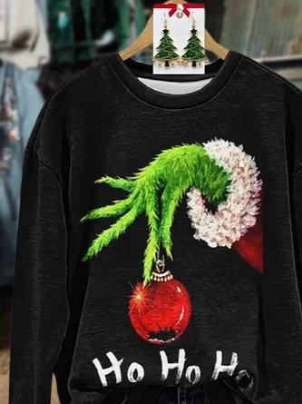 Casual Crew Neck Christmas Sweatshirt Printing - Image 2