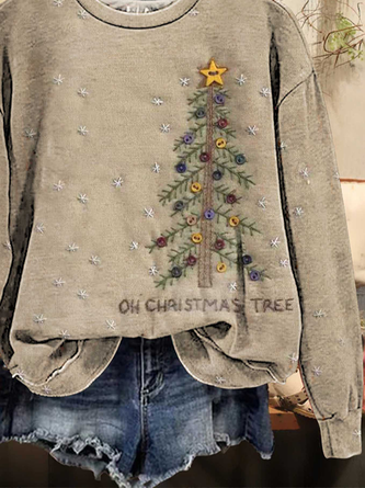 Casual Crew Neck Christmas Sweatshirt Printing - Image 9