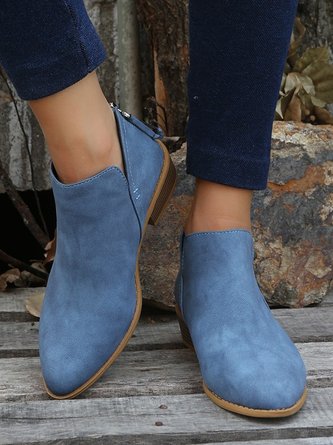 Vintage Plain Zipper Low Heel Classic Boots Split Joint 6 Vintage Plain Zipper Low Heel Classic Boots Split Joint - Image 6