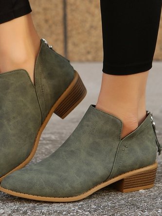 Vintage Plain Zipper Low Heel Classic Boots Split Joint 4 Vintage Plain Zipper Low Heel Classic Boots Split Joint - Image 4