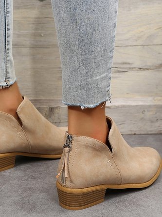 Vintage Plain Zipper Low Heel Classic Boots Split Joint 2 Vintage Plain Zipper Low Heel Classic Boots Split Joint - Image 2