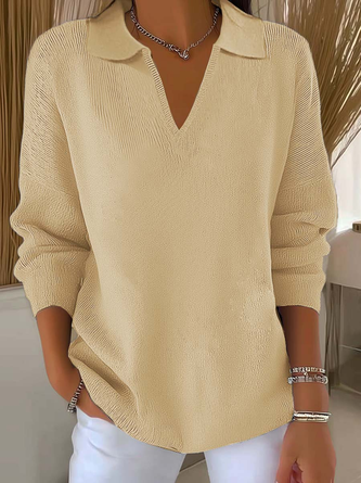 Women Plain Long Sleeve Comfy Casual Printing Sweater - Image 3