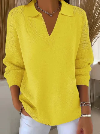 Women Plain Long Sleeve Comfy Casual Printing Sweater - Image 5